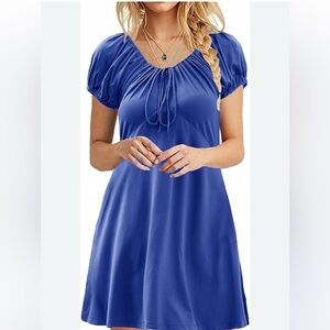 Alaster Queen Casual Summer Dress Sz S with Pockets Flowy Puff Sleeve Tie Front